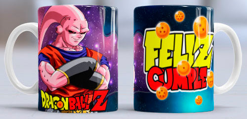 Taza de cerámica con diseño de Majin Buu y Gogeta
