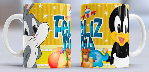 Taza de cerámica con diseño de Bugs Bunny y Pato Lucas de Bebes