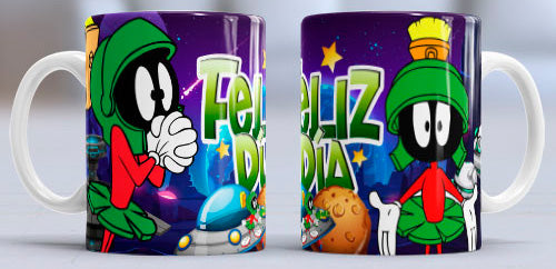 Taza de cerámica con diseño de Marvin el Marciano