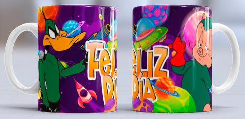 Taza de cerámica con diseño de Pato Lucas y Porcky Pig