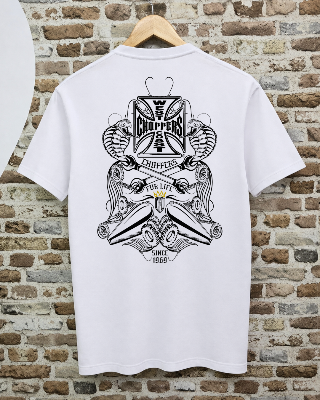Camiseta West Coast Choppers - For Life Since 1969 (Blanca)
