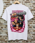 Camiseta One Piece Blanca - Villanos y Héroes: Kaido, Luffy, Doflamingo, Mihawk