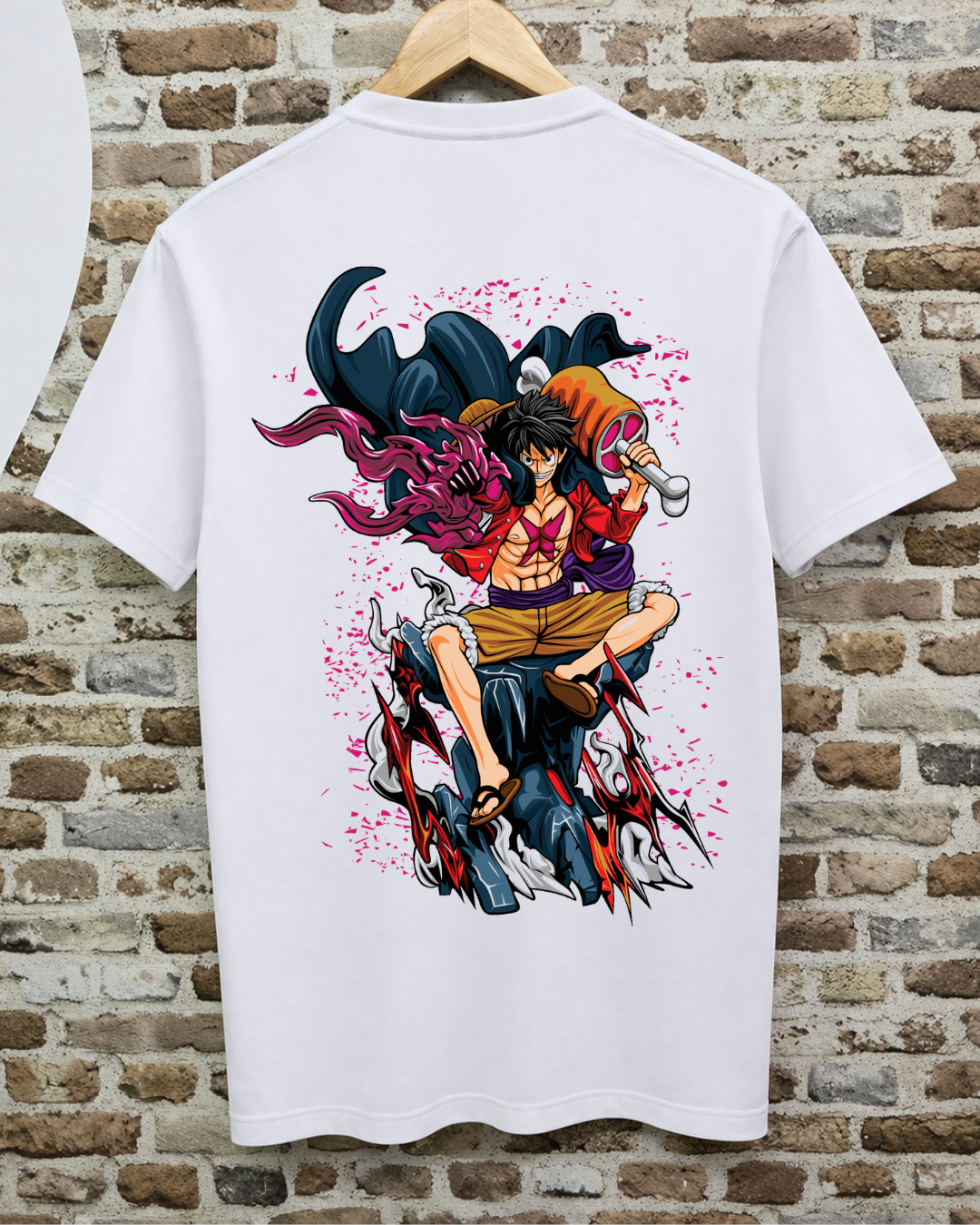 Camiseta One Piece Blanca - Luffy vs Kaido, Batalla de Wano