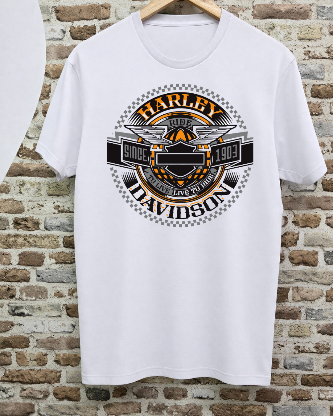 Camiseta Harley-Davidson - Ride Since 1903 Escudo Alado (Blanca)