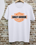Camiseta Harley-Davidson - Logo Bar & Shield Naranja (Blanca)