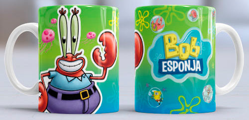 Taza de cerámica con diseño de Mr. krabs