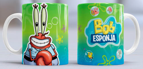 Taza de cerámica con diseño de Mr. Krabs