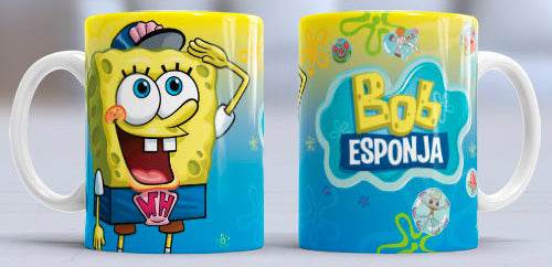 Taza de cerámica con diseño de Bob Esponja