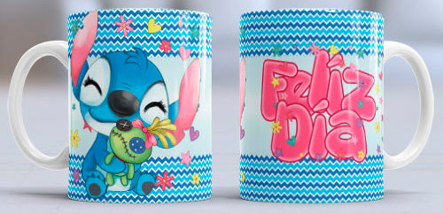 Taza de cerámica con diseño de Lilo y Stitch
