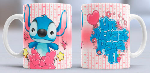 Taza de cerámica con diseño de Lilo y Stitch
