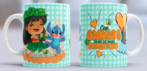 Taza de cerámica con diseño de Lilo y Stitch