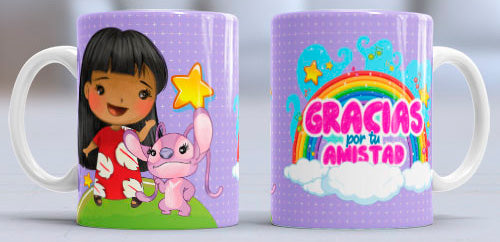 Taza de cerámica con diseño de Lilo y Stitch