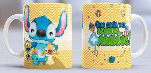 Taza de cerámica con diseño de Lilo y Stitch