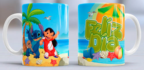 Taza de cerámica con diseño de Lilo y Stitch