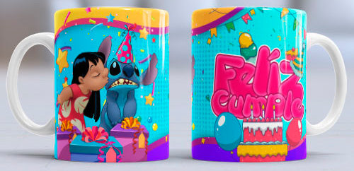 Taza de cerámica con diseño de Lilo y Stitch