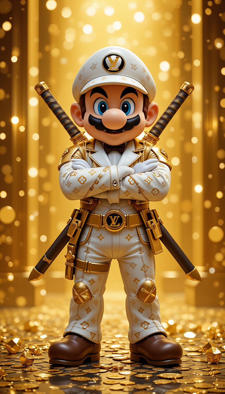 Lámina Mario Bros Ninja LV - Cuadro Aluminio Street Art Luxury