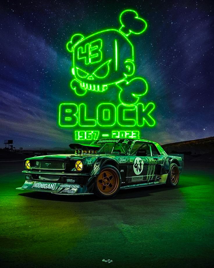 Lámina Ford Mustang Ken Block - Logo Neón