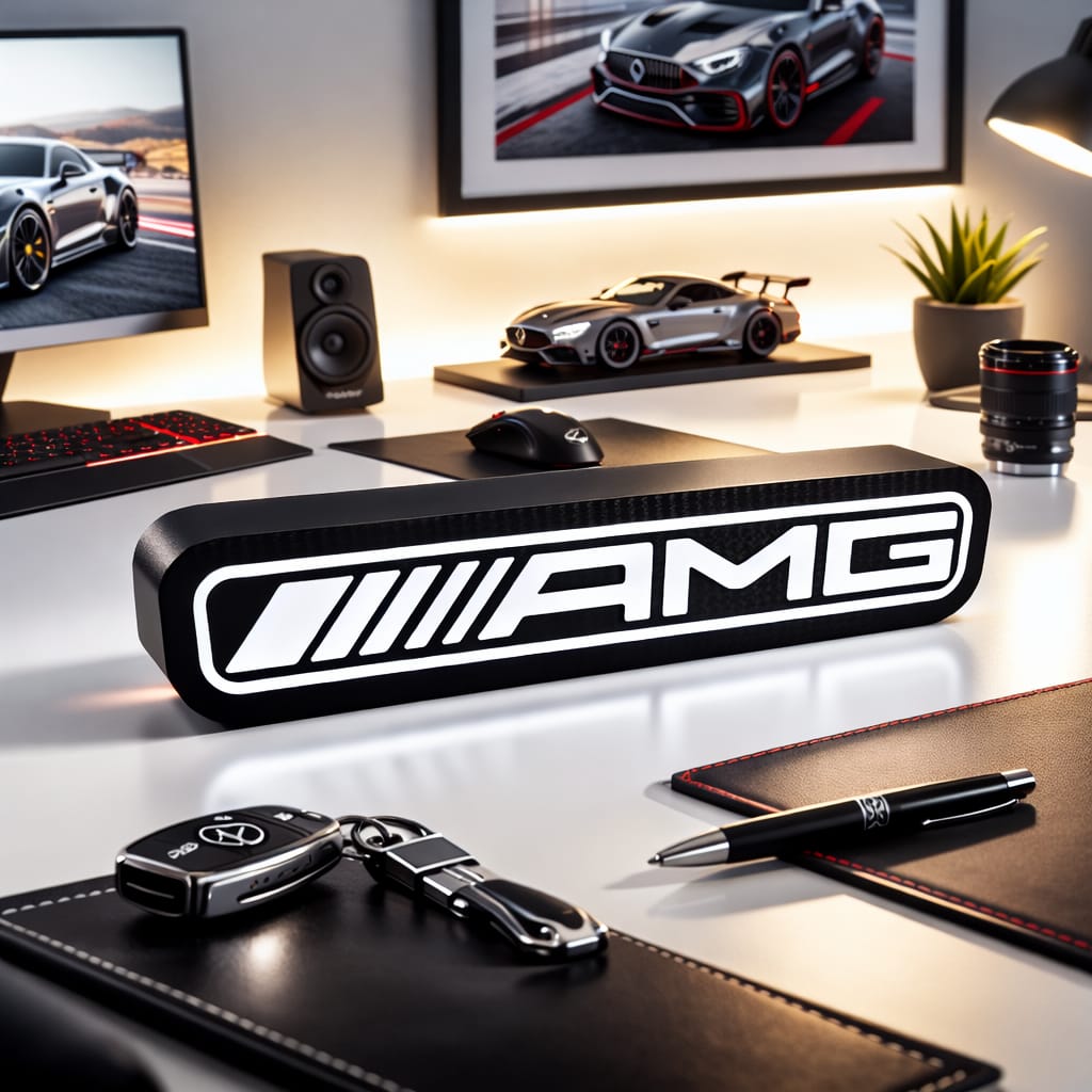 Caja de Luz 3D AMG simulación Fibra de Carbono