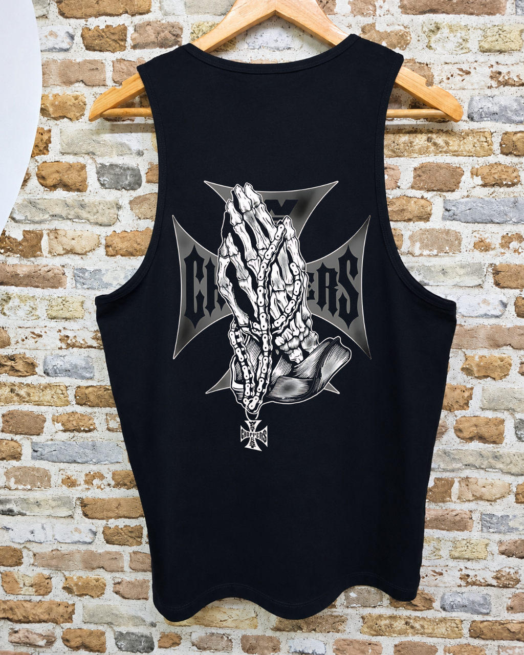 Camiseta Sin Mangas West Coast Choppers Manos Rezando Calavera - Trasera