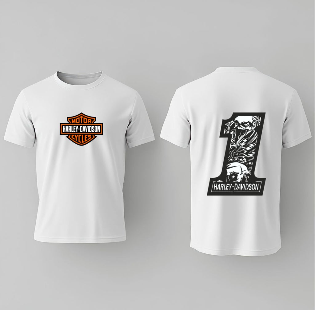 Camiseta Harley Davidson Escudo Número 1 Vinilo Blanco