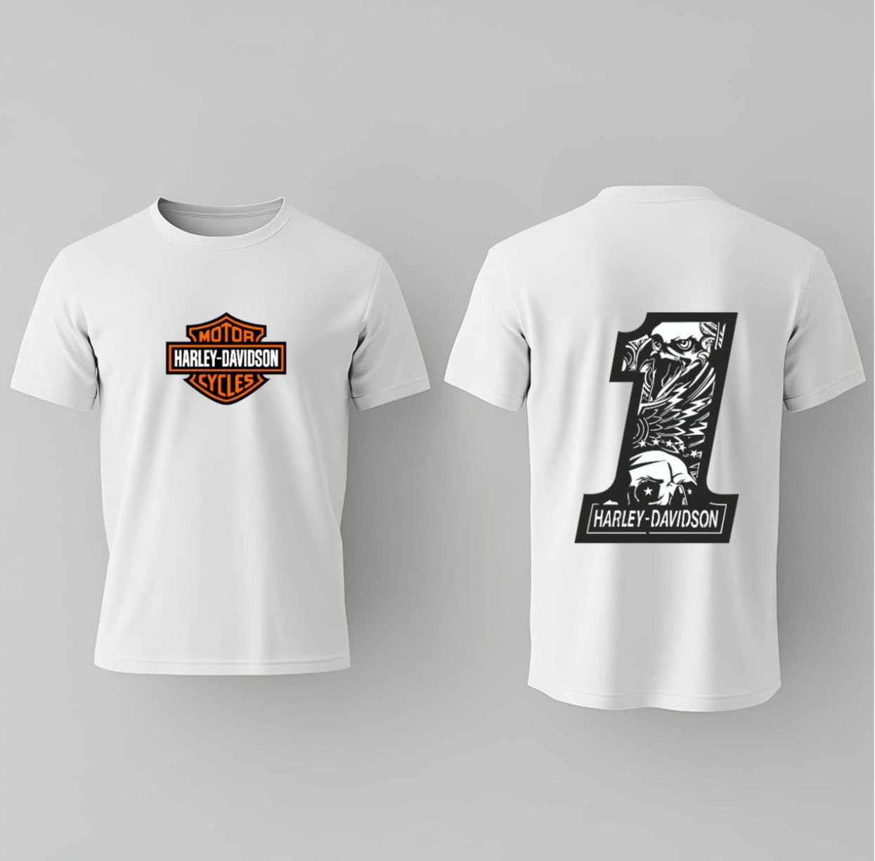 Camiseta Harley Davidson Escudo Número 1 Vinilo Blanco