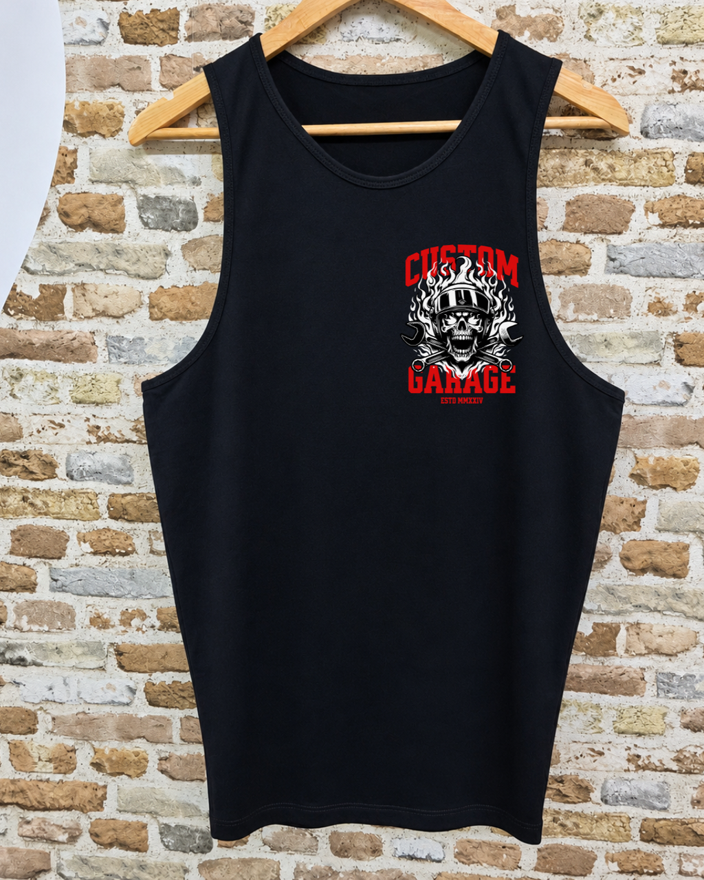 Camiseta Sin Mangas Custom Garage ESTD MMXXIV - Delantera