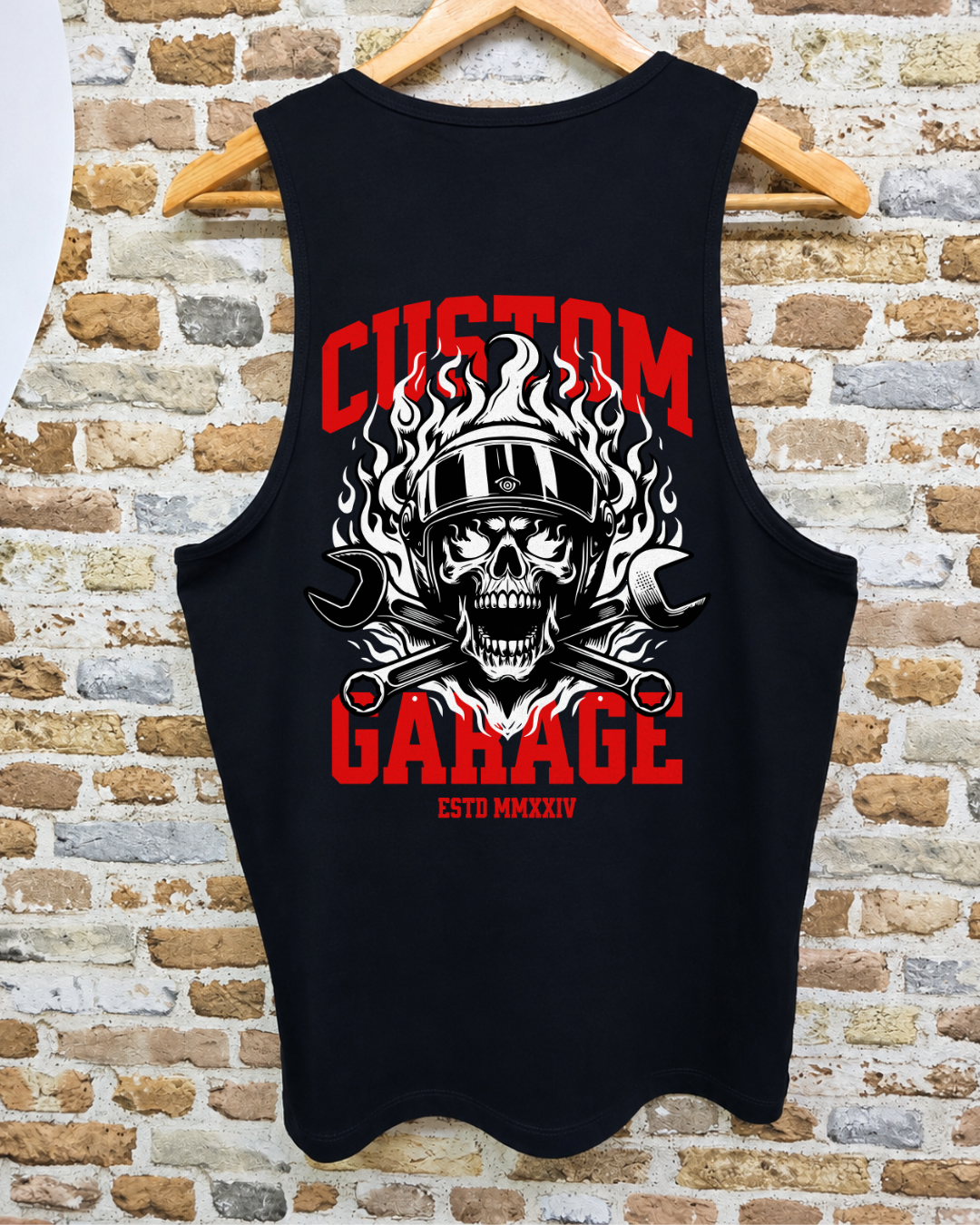 Camiseta Sin Mangas Custom Garage ESTD MMXXIV - Trasera