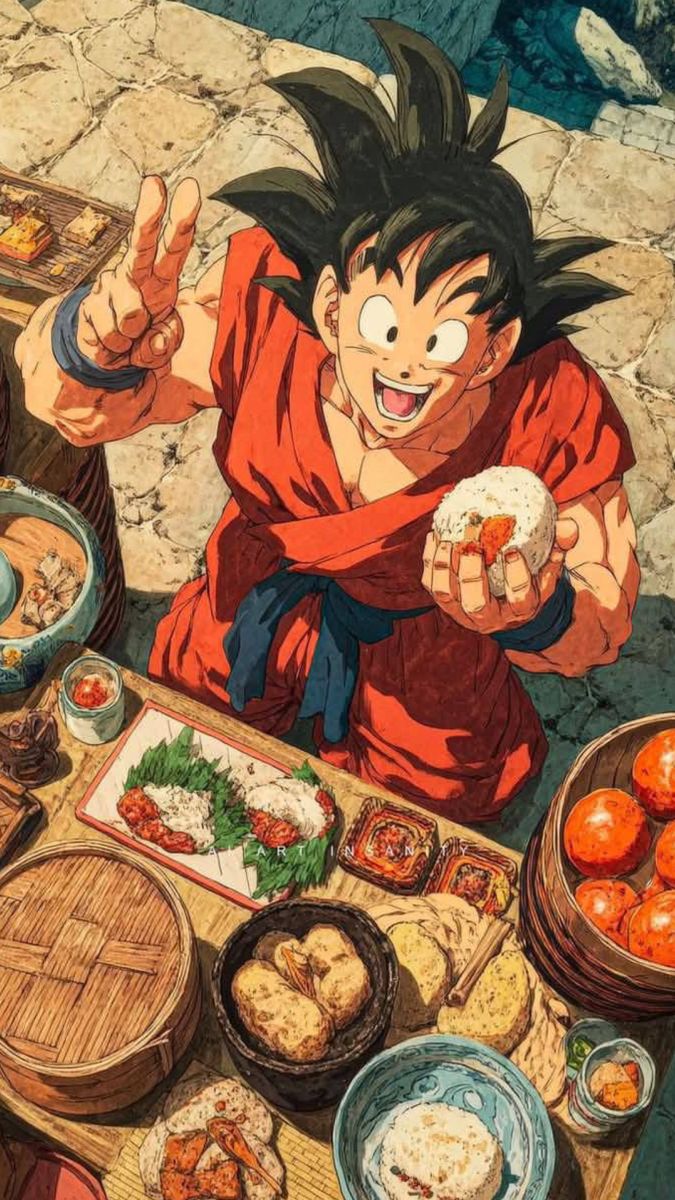 Lámina de Aluminio con diseño de Goku comiendo