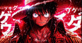 Lámina de Aluminio Luffy con Letras Japonesas Neón