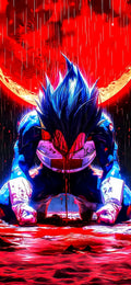 Lámina Dragon Ball - Vegeta Derrotado Luna de Sangre