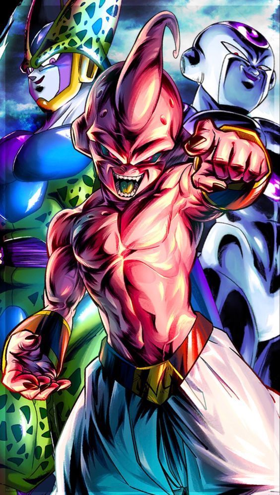 Lámina Dragon Ball - Villanos Cell, Freezer y Majin Buu