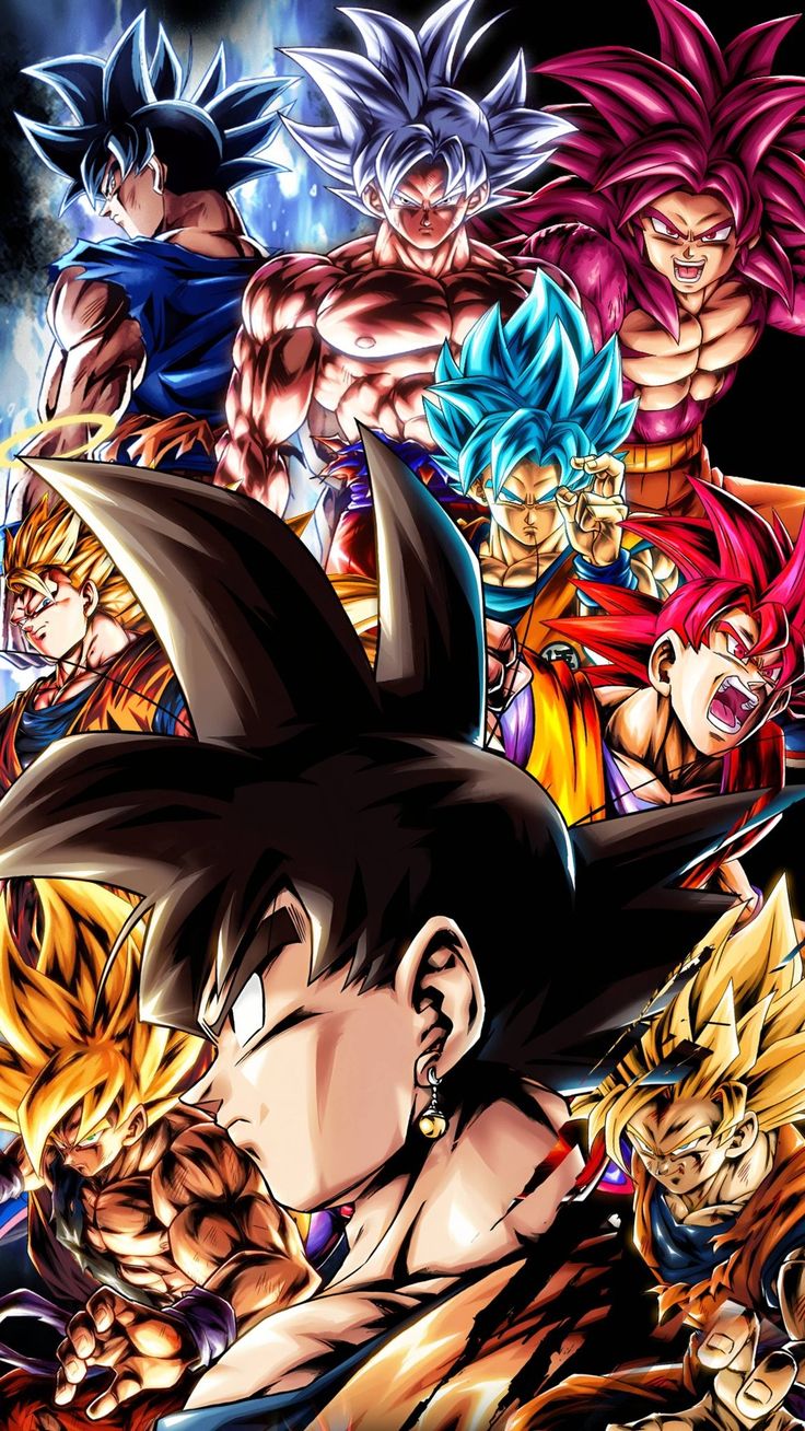 Lámina Dragon Ball - Goku Todas las Transformaciones Super Saiyan