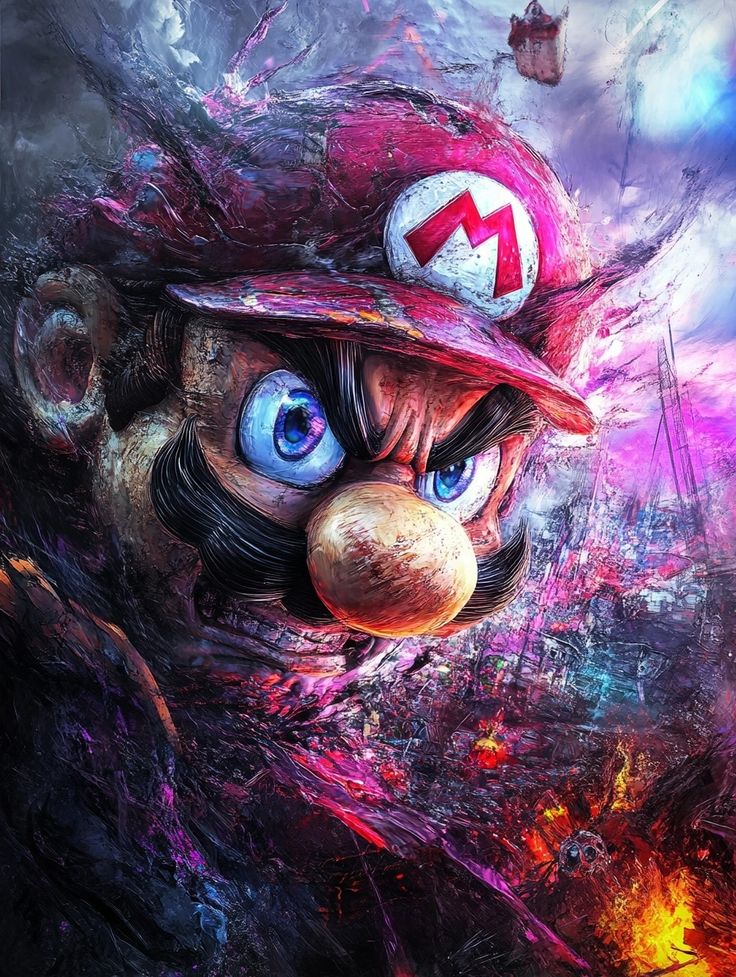 Lámina de Aluminio  con diseño de Mario Bros estilo Retrato
