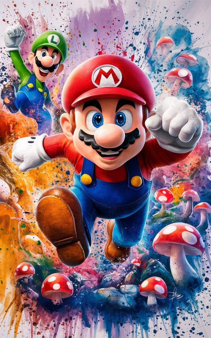 Lámina de Aluminio con diseño de Mario y Luigi saltando
