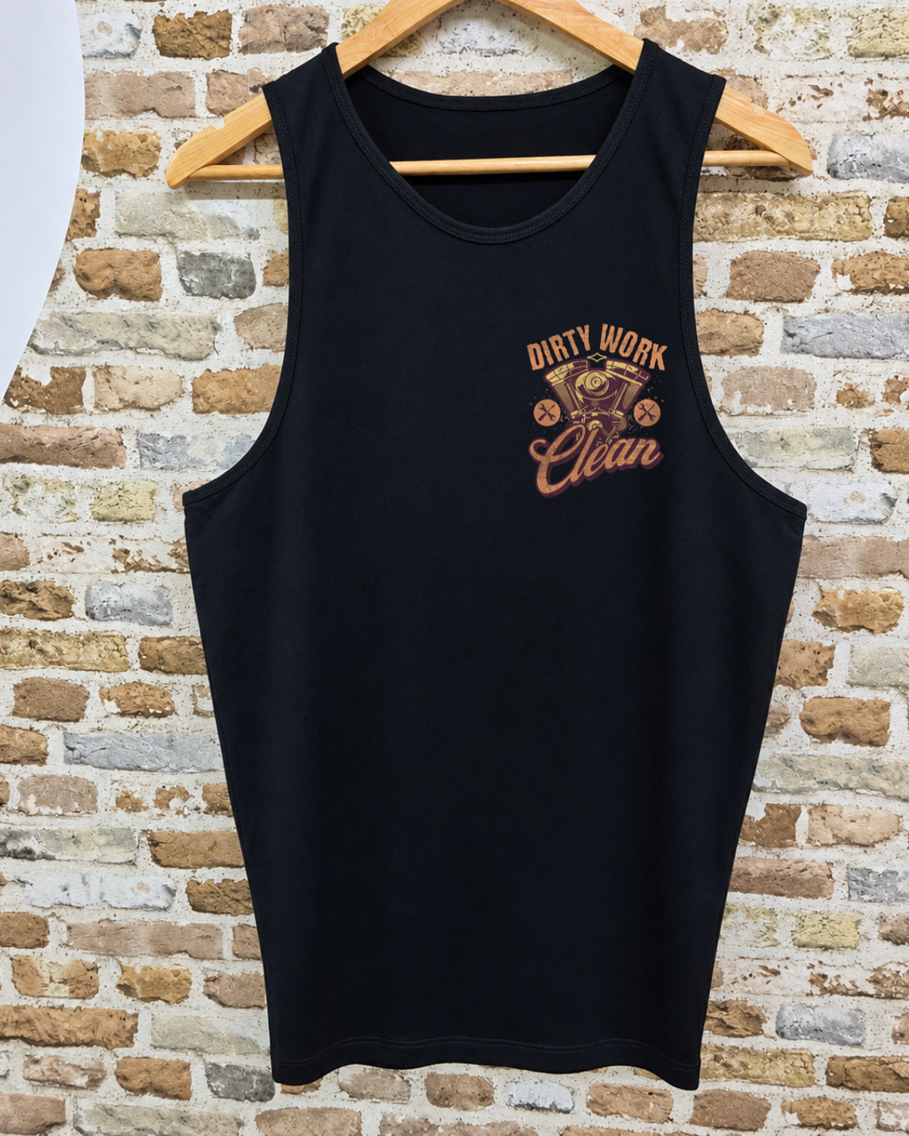 Camiseta Sin Mangas Dirty Work Clean Motor V-Twin Vintage - Delantera