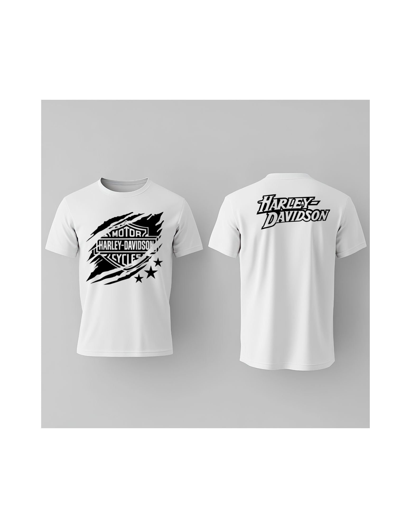 Camiseta Harley Davidson Logo Nombre Vinilo Negro Blanco