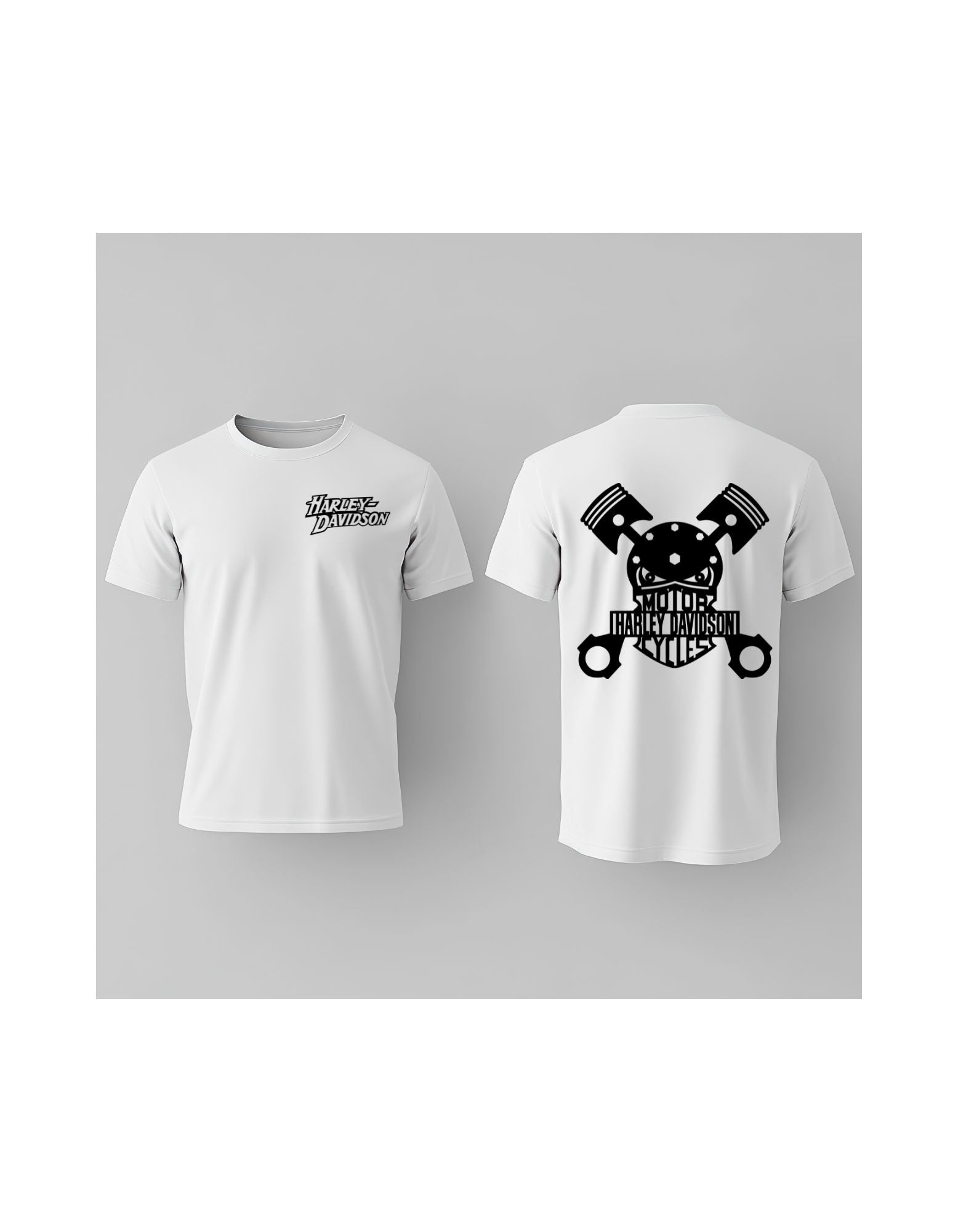 Camiseta Harley Davidson Vinilo Negro Blanco
