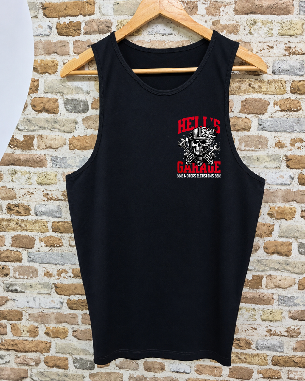 Camiseta Sin Mangas Hell's Garage Motors & Customs - Delantera