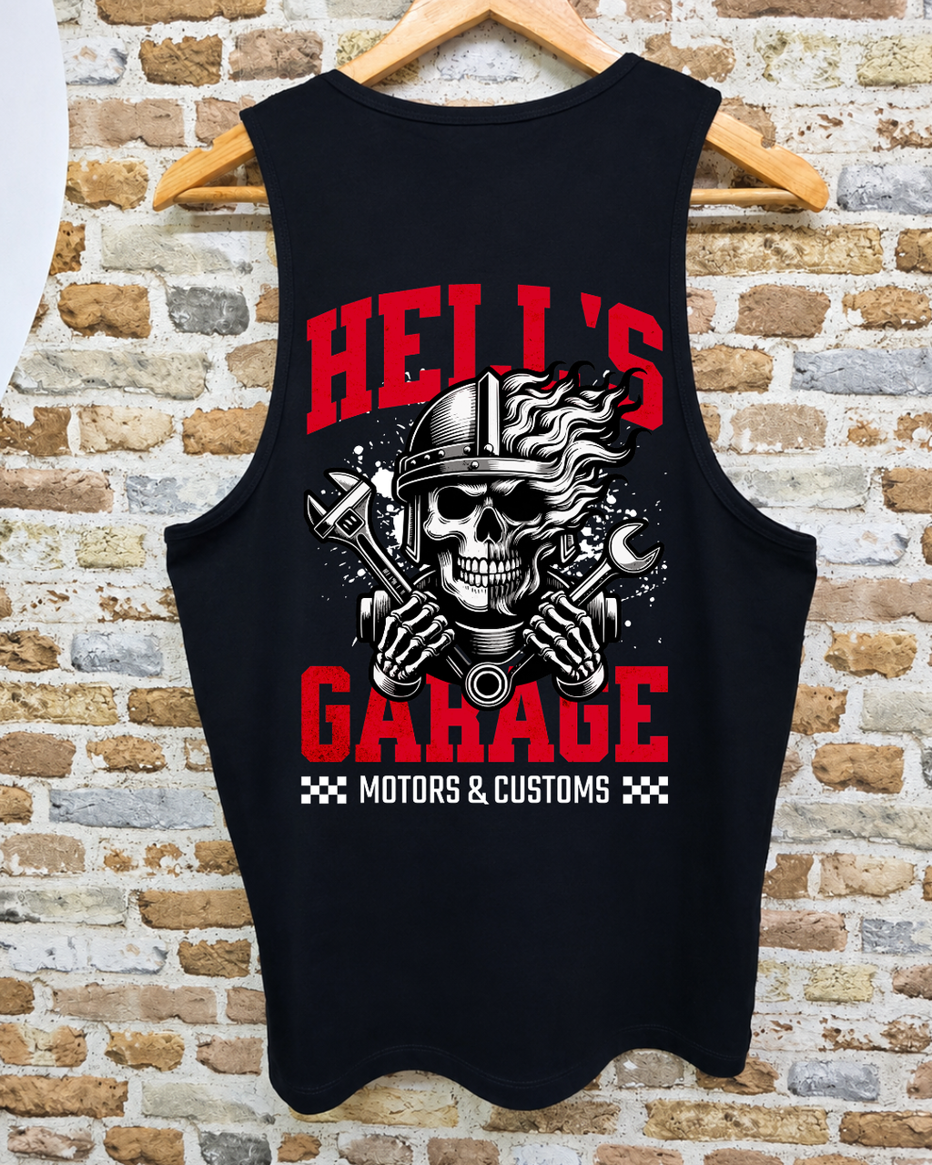 Camiseta Sin Mangas Hell's Garage Motors & Customs - Trasera
