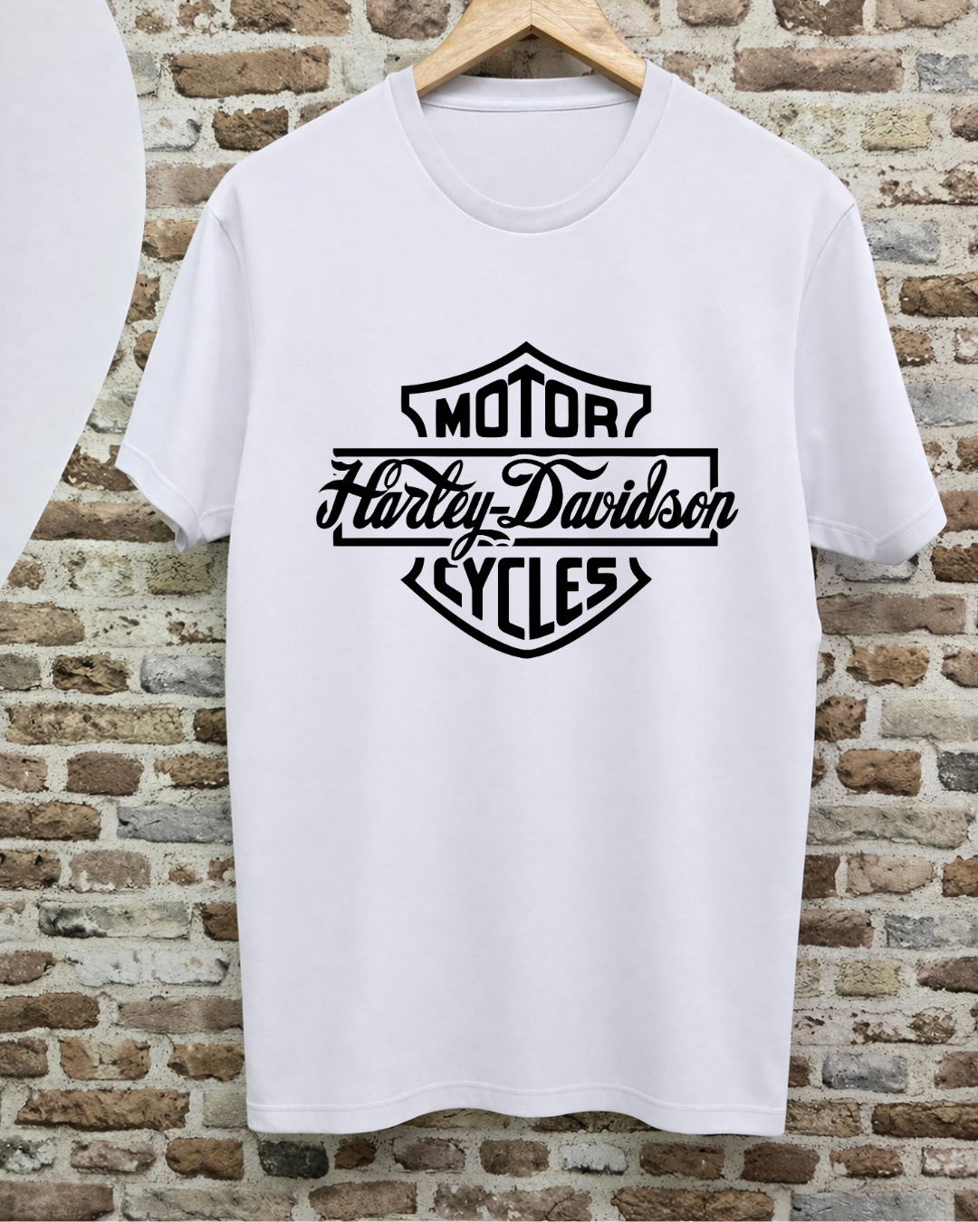 Camiseta Harley-Davidson - Escudo Motor Cycles Outline (Blanca)