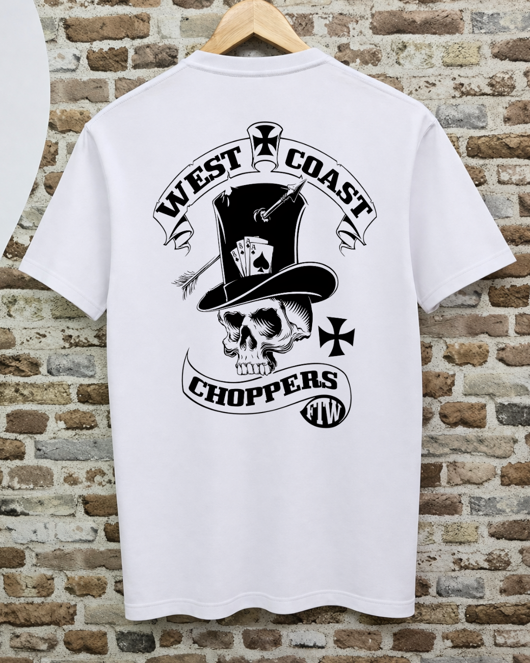 Camiseta West Coast Choppers - FTW Poker Skull (Blanca)