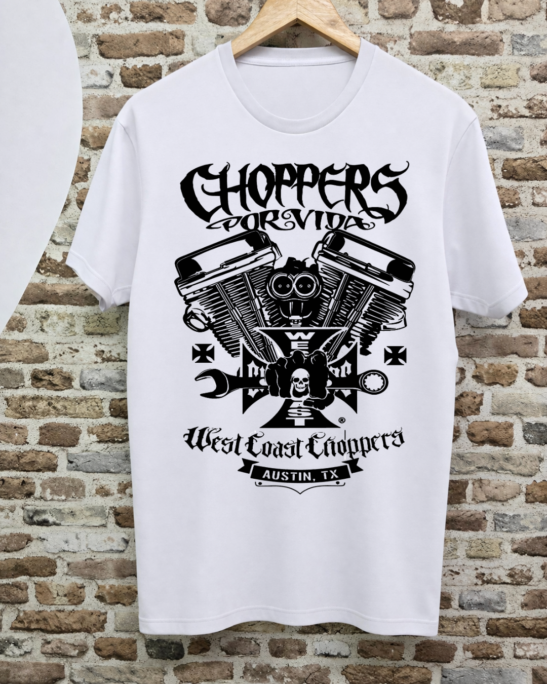 Camiseta West Coast Choppers - Choppers Por Vida (Blanca)